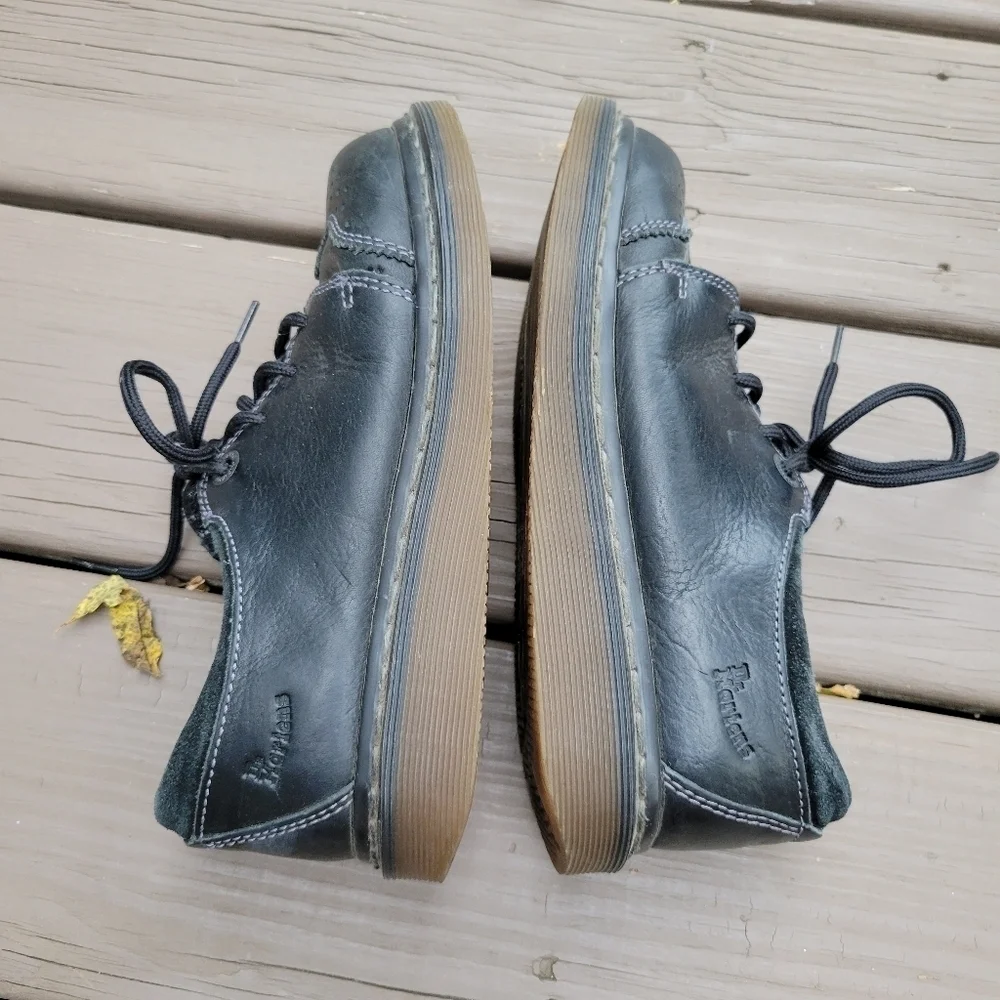 Vintage 90s y2k‎ Dr Martens Docs Chunky Cap Toe Black Leather Platform Oxfords